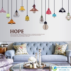 Decal dán tường Dây đèn màu Hope