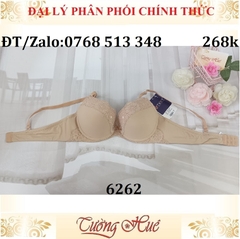 Áo lót nữ Tuky 6262 trơn phối ren thêu mút vừa.