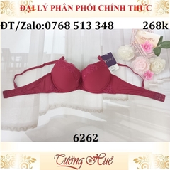 Áo lót nữ Tuky 6262 trơn phối ren thêu mút vừa.