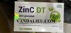 ZINC DT KẼM GLUCONAT + VITAMIN C (HỘP 3 VỈ X 10 VIÊN). BỔ SUNG KẼM, GIẢM TÌNH TRẠNG THIẾU KẼM, GÂY VIÊM DA, MỤN TRỨNG CÁ, RỤNG TÓC, KÉM ĂN, TĂNG CƯỜNG HỆ MIÊN DỊCH.