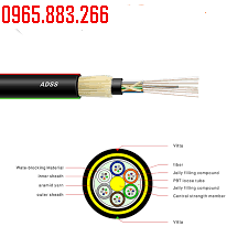 Cáp quang ADSS 4fo- 8fo 12fo- 24fo-48fo kv 100m. Cáp quang ADSS kv 100