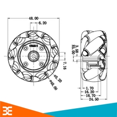 Bánh Xe Mecanum Omni Xe Thông Minh 48mm