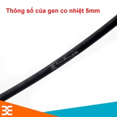 Bộ 5 Ống Gen Co Nhiệt, Cách Điện Đường Kính 5mm, Dài 1m ( Đen )