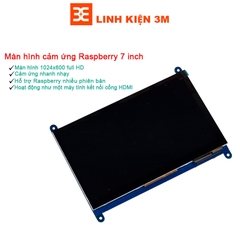 Màn Hình Raspberry 7 Inch HD 1024x600 Cảm Ứng Điện Dung - Tặng Đĩa, Cáp HDMI, Cáp USB (BH 06 Tháng)