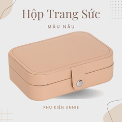 Hộp đựng trang sức phụ kiện du lịch hình vuông nhiều ngăn tiện dụng, hộp nữ trang bọc da sang trọng