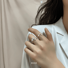 Nhẫn nữ hình nơ đính đá phụ kiện trang sức sang trọng B108