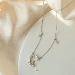 Dây chuyền bạc nữ hình mèo mặt trăng phụ kiện trang sức đẹp B111