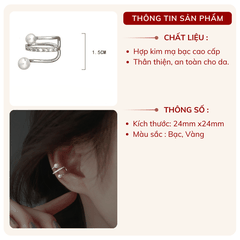 Bông tai vành đính ngọc trai nhân tạo B137 (1 chiếc)