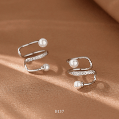 Bông tai vành đính ngọc trai nhân tạo B137 (1 chiếc)