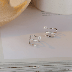 Bông tai vành đính ngọc trai nhân tạo B137 (1 chiếc)