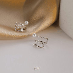 Bông tai vành đính ngọc trai nhân tạo B137 (1 chiếc)