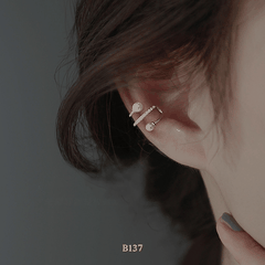 Bông tai vành đính ngọc trai nhân tạo B137 (1 chiếc)