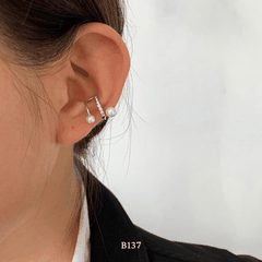 Bông tai vành đính ngọc trai nhân tạo B137 (1 chiếc)