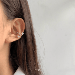 Bông tai vành đính ngọc trai nhân tạo B137 (1 chiếc)