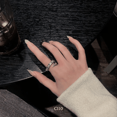 Nhẫn nữ hình rắn nạm đá cao cấp có thể tùy chỉnh size phong cách thời trang cá tính - C110