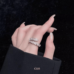 Nhẫn nữ hình rắn nạm đá cao cấp có thể tùy chỉnh size phong cách thời trang cá tính - C110