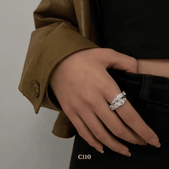 Nhẫn nữ hình rắn nạm đá cao cấp có thể tùy chỉnh size phong cách thời trang cá tính - C110