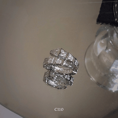 Nhẫn nữ hình rắn nạm đá cao cấp có thể tùy chỉnh size phong cách thời trang cá tính - C110