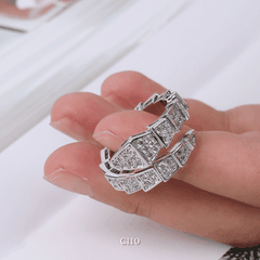 Nhẫn nữ hình rắn nạm đá cao cấp có thể tùy chỉnh size phong cách thời trang cá tính - C110