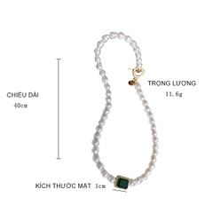 Vòng cổ ngọc trai nhân tạo hạt đá xanh D103