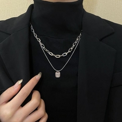 Dây chuyền titan mắt xích sợi đôi thời trang unisex CT18