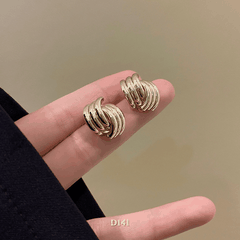 Bông tai nữ dạng xoắn mạ vàng vintage sang trọng thanh lịch phong cách Hàn Quốc D141