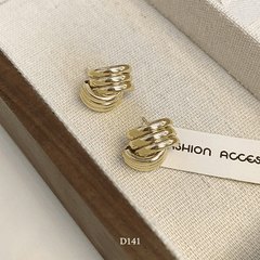 Bông tai nữ dạng xoắn mạ vàng vintage sang trọng thanh lịch phong cách Hàn Quốc D141