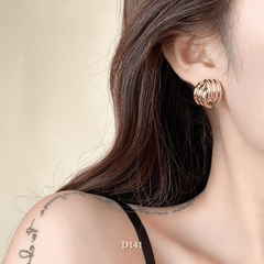 Bông tai nữ dạng xoắn mạ vàng vintage sang trọng thanh lịch phong cách Hàn Quốc D141