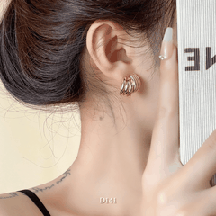 Bông tai nữ dạng xoắn mạ vàng vintage sang trọng thanh lịch phong cách Hàn Quốc D141