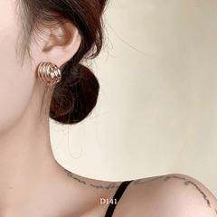 Bông tai nữ dạng xoắn mạ vàng vintage sang trọng thanh lịch phong cách Hàn Quốc D141