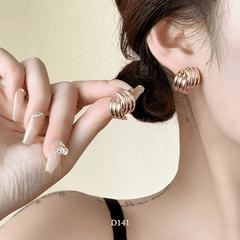 Bông tai nữ dạng xoắn mạ vàng vintage sang trọng thanh lịch phong cách Hàn Quốc D141