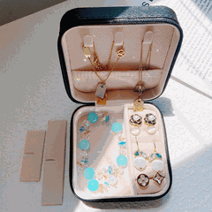 Hộp đựng trang sức phụ kiện du lịch hình vuông nhiều ngăn tiện dụng, hộp nữ trang bọc da sang trọng