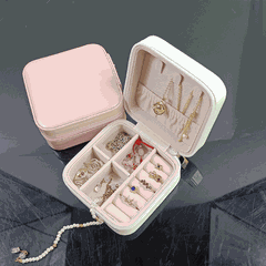 Hộp đựng trang sức phụ kiện du lịch hình vuông nhiều ngăn tiện dụng, hộp nữ trang bọc da sang trọng