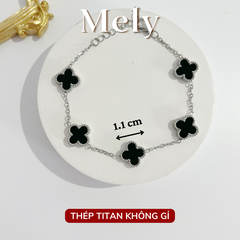 Vòng tay Thép Titan không gỉ  cỏ bốn lá loại 1.1cm TT115