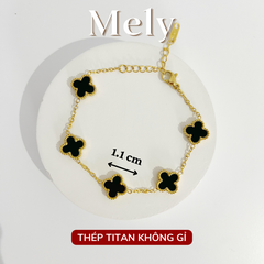 Vòng tay Thép Titan không gỉ  cỏ bốn lá loại 1.1cm TT115