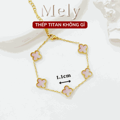 Vòng tay Thép Titan không gỉ  cỏ bốn lá loại 1.1cm TT115