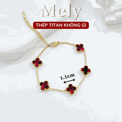 Vòng tay Thép Titan không gỉ  cỏ bốn lá loại 1.1cm TT115