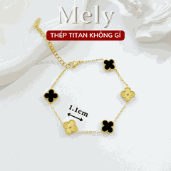 Vòng tay Thép Titan không gỉ  cỏ bốn lá loại 1.1cm TT115