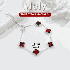 Vòng tay Thép Titan không gỉ  cỏ bốn lá loại 1.1cm TT115