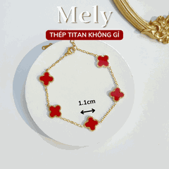 Vòng tay Thép Titan không gỉ  cỏ bốn lá loại 1.1cm TT115