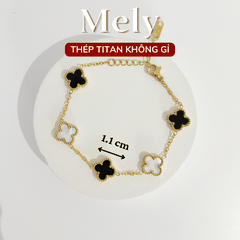Vòng tay Thép Titan không gỉ  cỏ bốn lá loại 1.1cm TT115