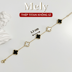 Vòng tay Thép Titan không gỉ  cỏ bốn lá loại 1.1cm TT115