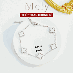 Vòng tay Thép Titan không gỉ  cỏ bốn lá loại 1.1cm TT115