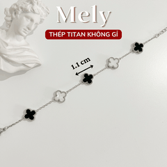 Vòng tay Thép Titan không gỉ  cỏ bốn lá loại 1.1cm TT115
