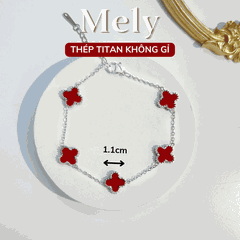 Vòng tay Thép Titan không gỉ  cỏ bốn lá loại 1.1cm TT115