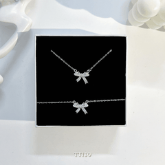 Dây chuyền, Vòng tay, Bông tai đính đá hình nơ TT130