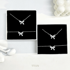 Dây chuyền, Vòng tay, Bông tai đính đá hình nơ TT130