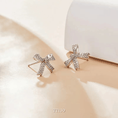 Dây chuyền, Vòng tay, Bông tai đính đá hình nơ TT130