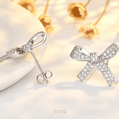 Dây chuyền, Vòng tay, Bông tai đính đá hình nơ TT130