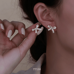 Dây chuyền, Vòng tay, Bông tai đính đá hình nơ TT130